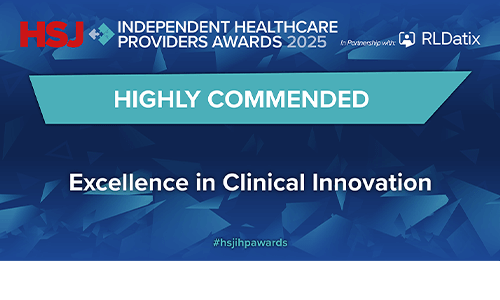 HSJ logo and award showing highly commended